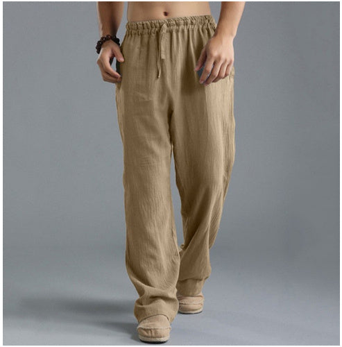 Men's Linen Casual Pants | Breathable Loose Fit Lounge Trousers