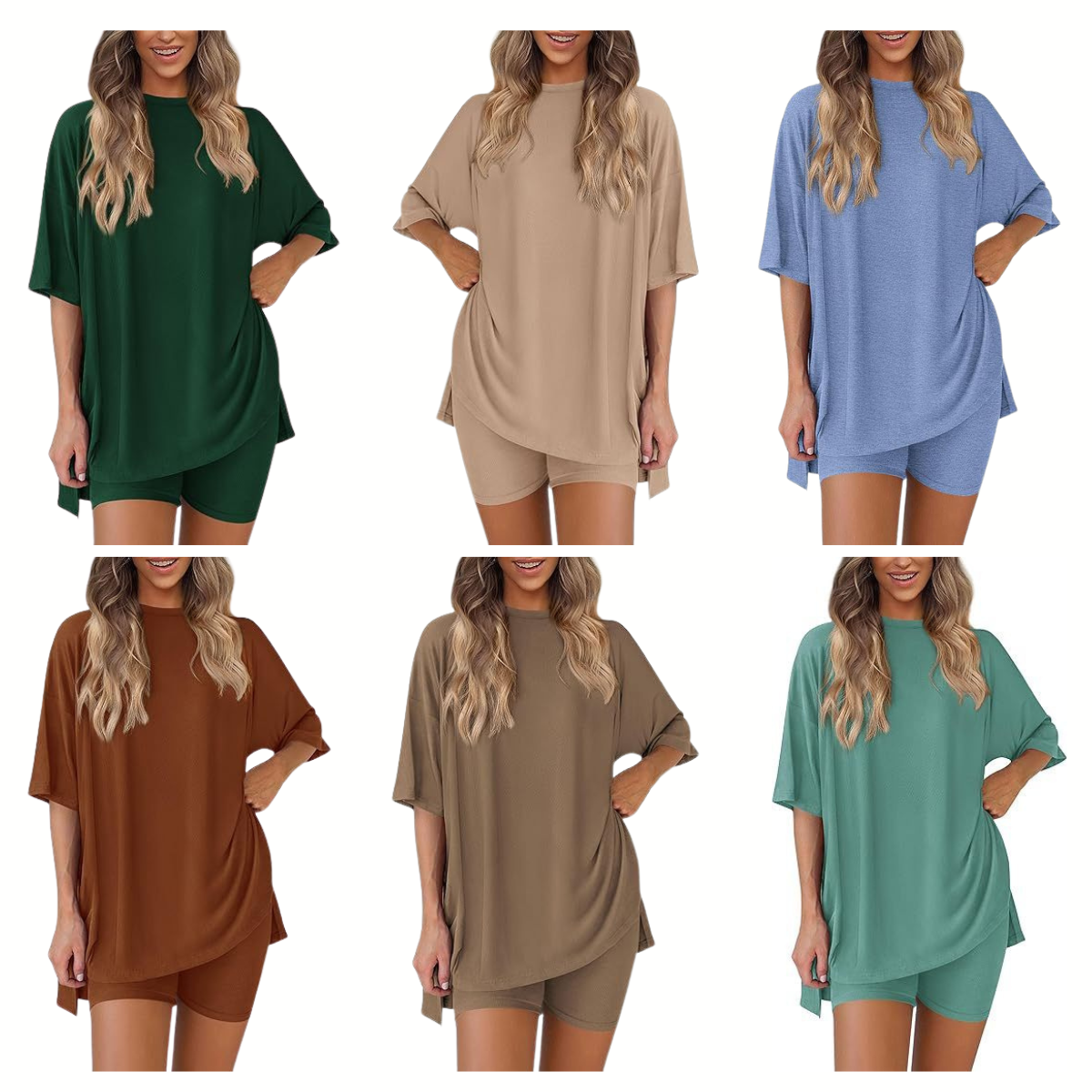 Women's Crew Neck Split Hem Loose-Fit Home Suit
