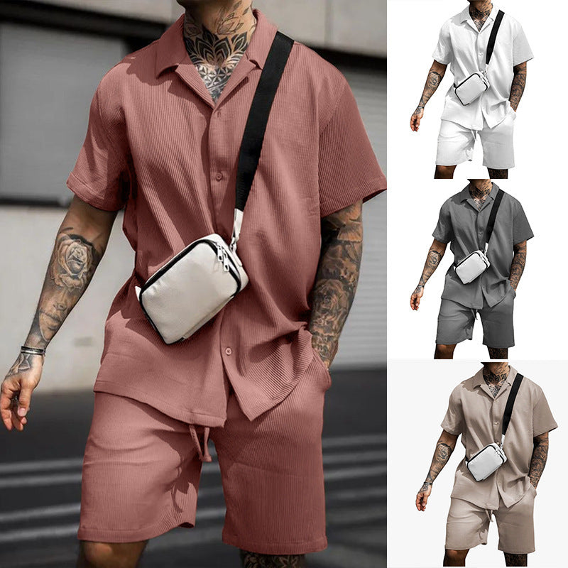 Men's Cotton Polo Shorts Set | Casual Short Sleeve & Shorts Outfit