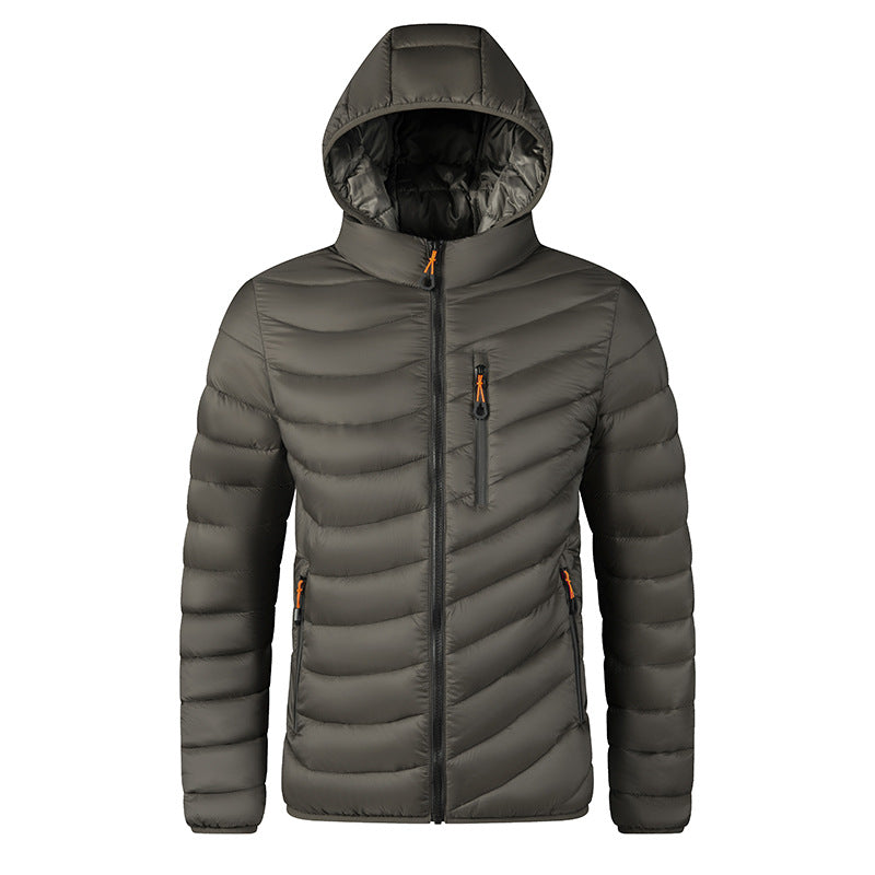 Men's Hooded Corduroy Padded Coat - Detachable Hood Quilted Jacket