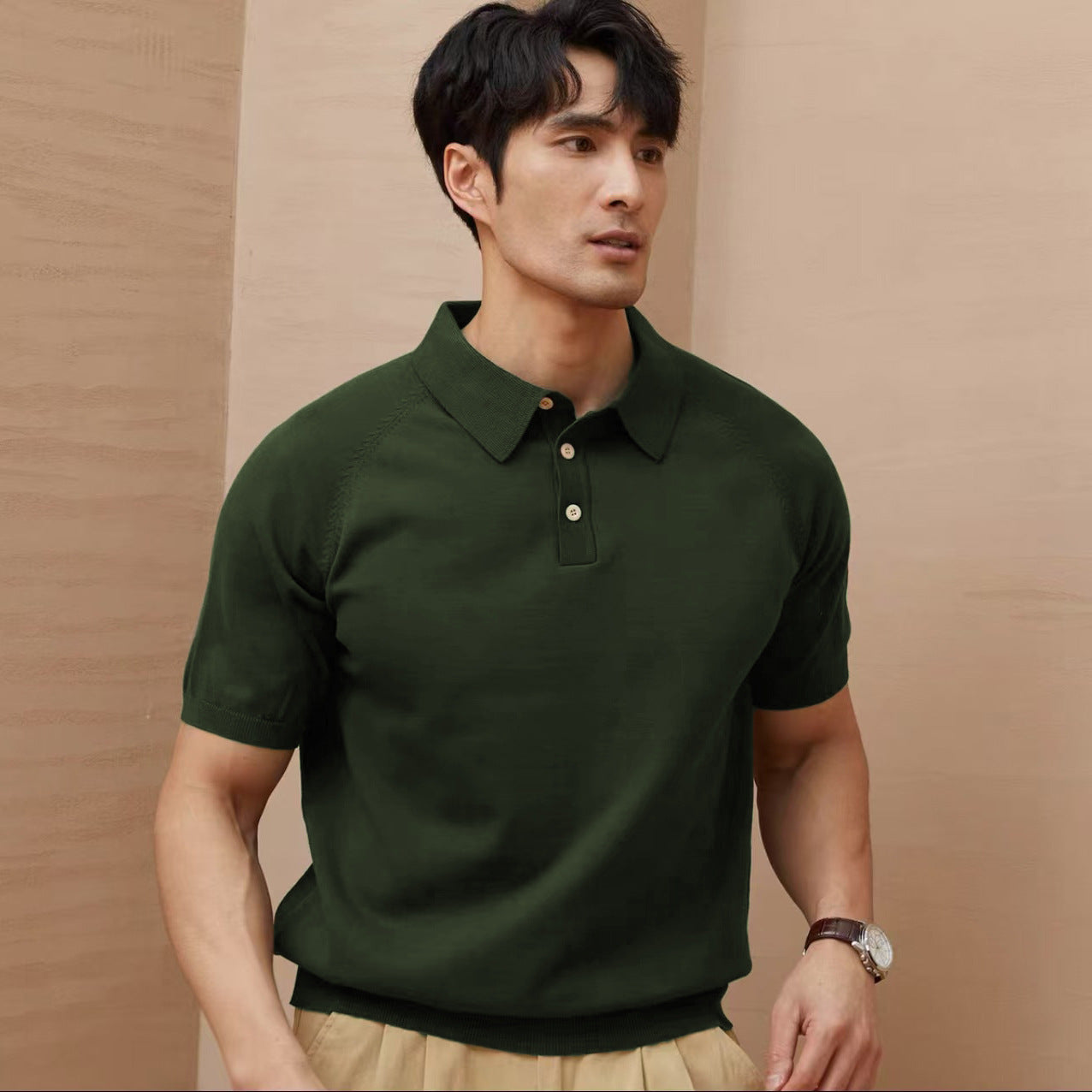 Men’s Retro Knit Lapel Polo Tee