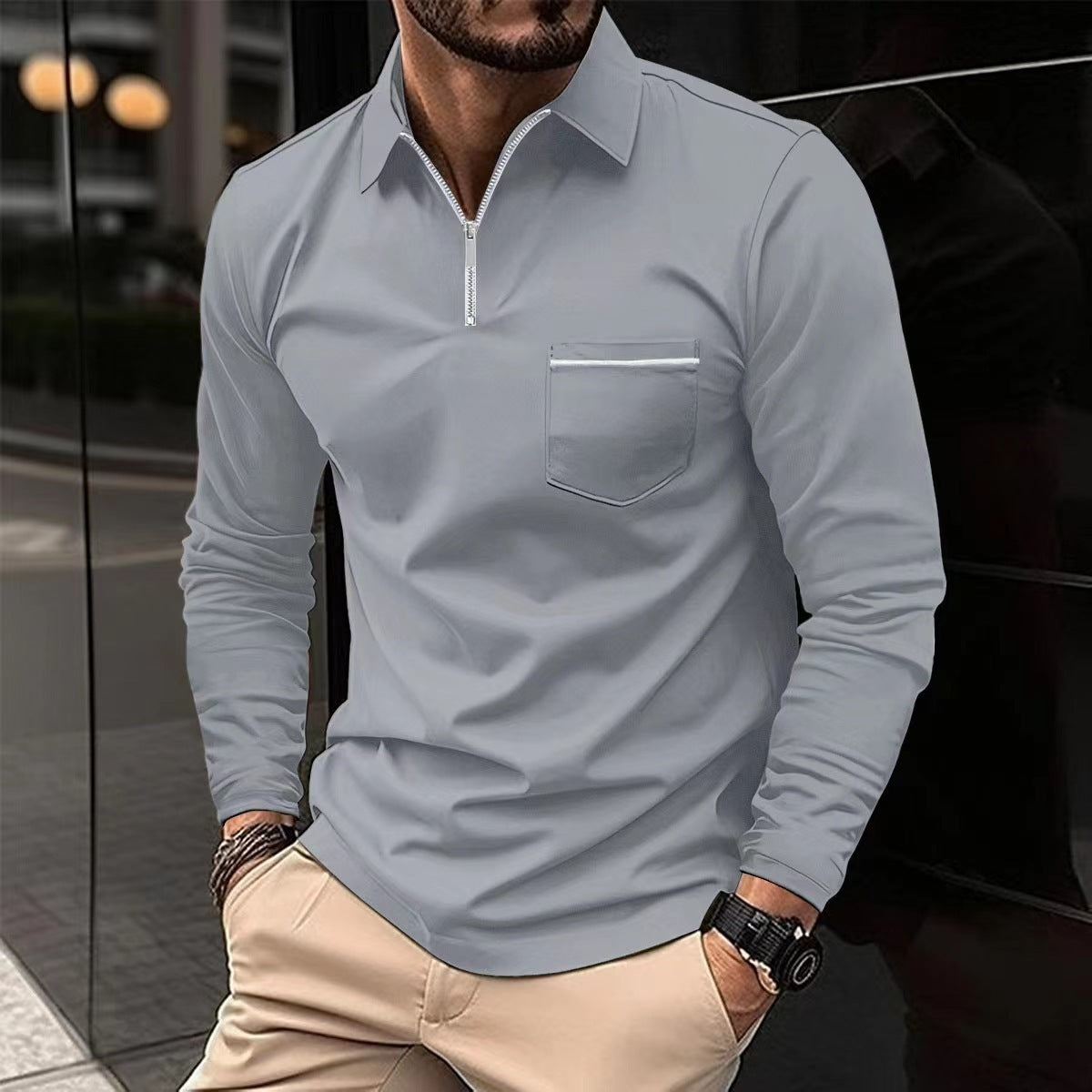 Men’s Long Sleeve Sports Polo Shirt