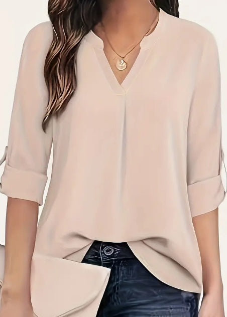 Women's Chic Solid V-Neck Blouse