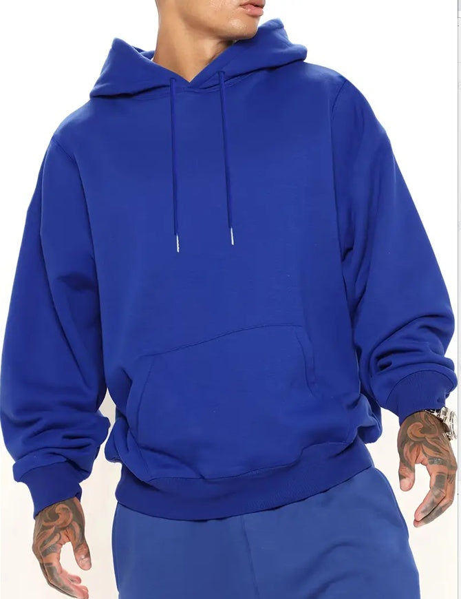 Men's Loose Fit Hoodie | Medium-Weight Solid Color Pullover
