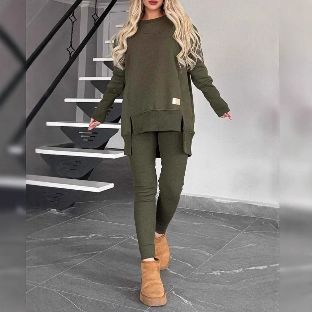 Women's Slit Sleeve Top & Trousers Set | Fashion Suit Outfit