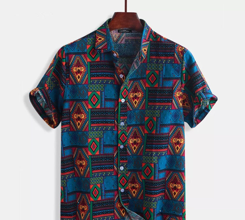 Men's Yarn Dyed Plaid Cotton Shirt – Lapel Short Sleeve Summer