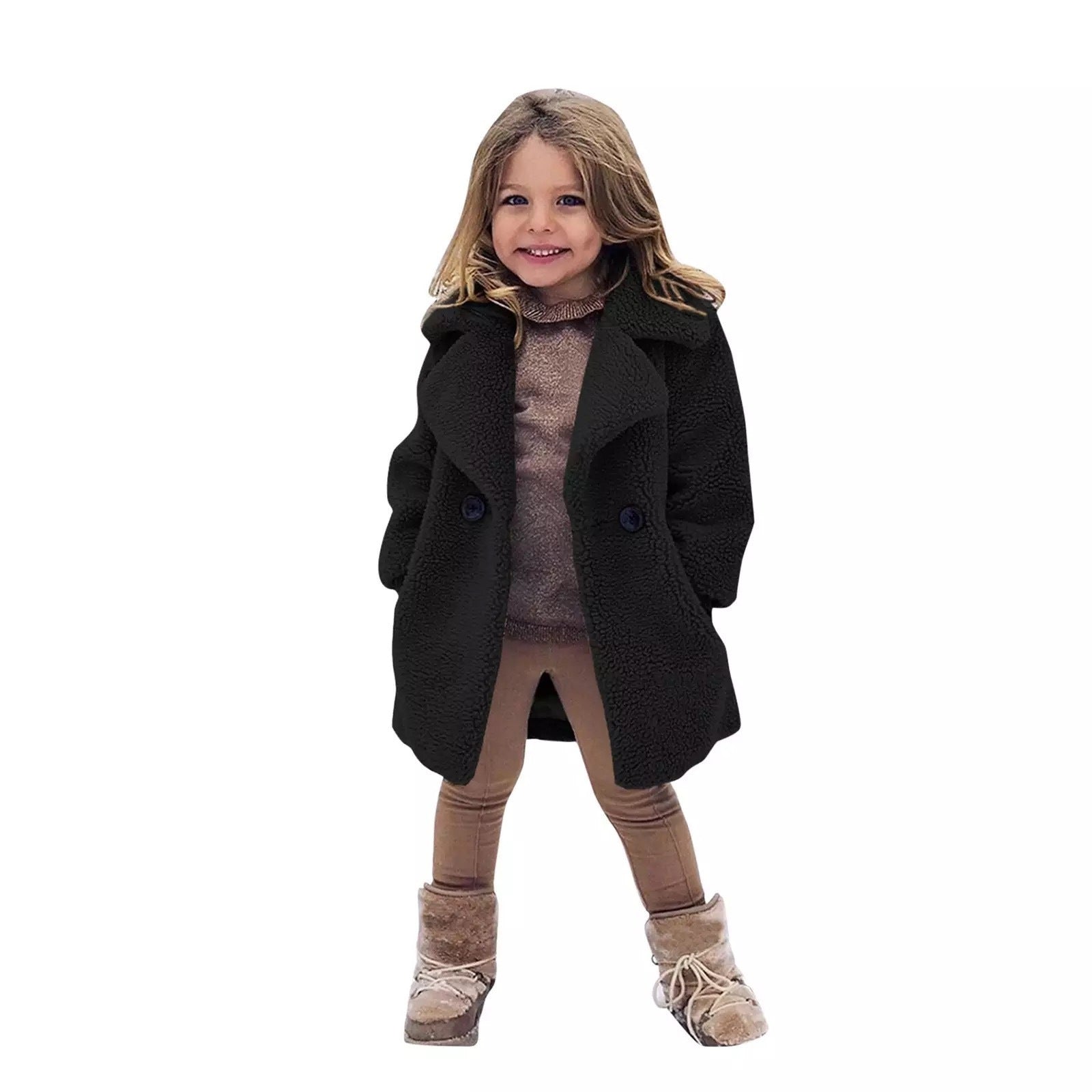 Girl's Classic Trench Coat | Lapel Collar Solid Color Jacket