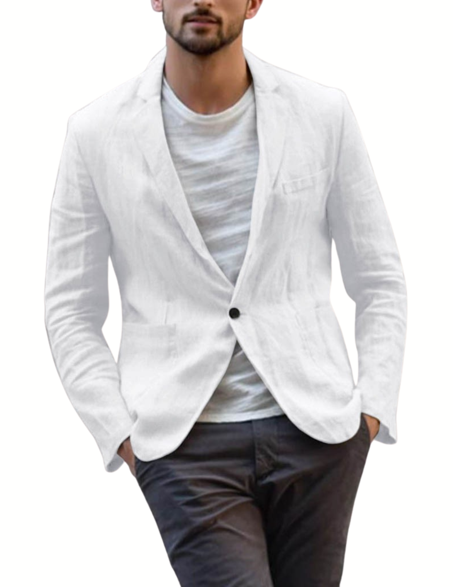 Men's Cotton Linen Casual Blazer – Lightweight Solid Color Jacket