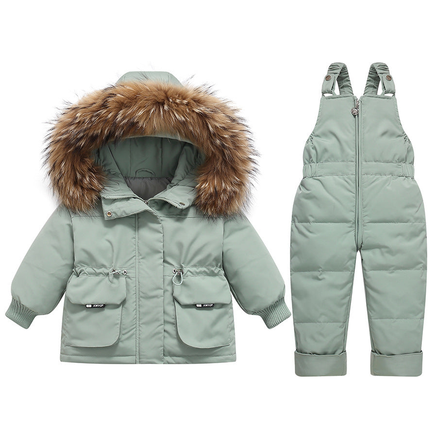 Children Thickened Down Jacket Set | Winter Two-Piece Suit