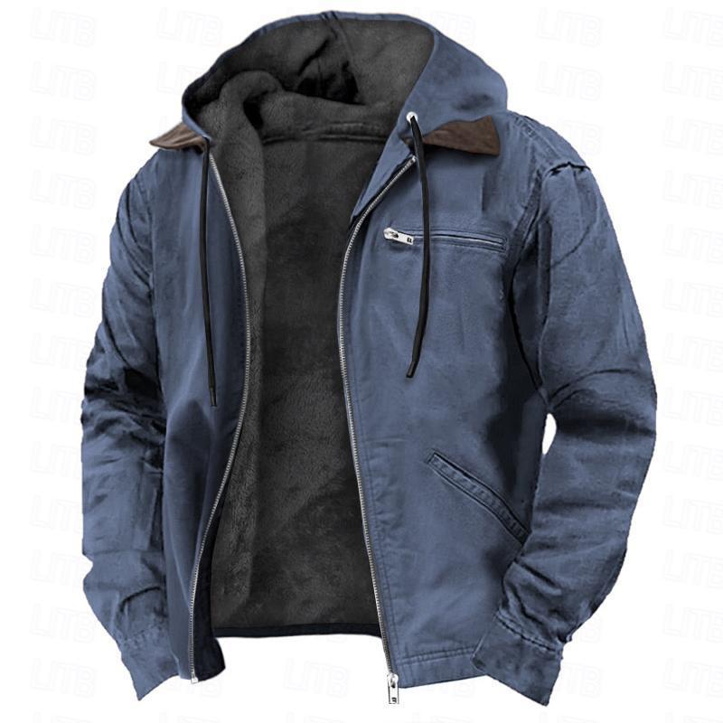 Men’s Winter Fleece Hooded Zip-Up Jacket