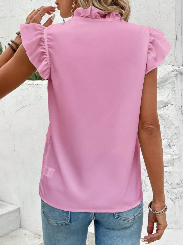 Women's Ruffle Short Sleeve Blouse