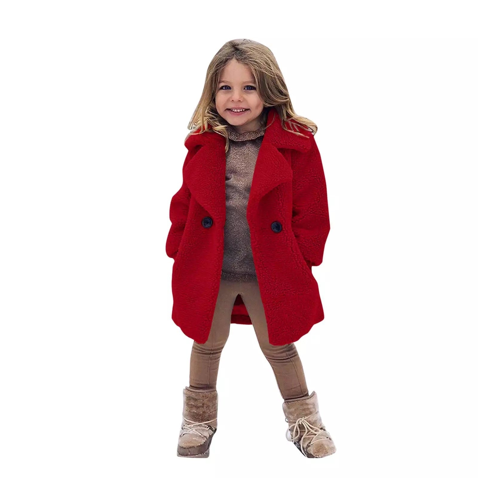 Girl's Classic Trench Coat | Lapel Collar Solid Color Jacket