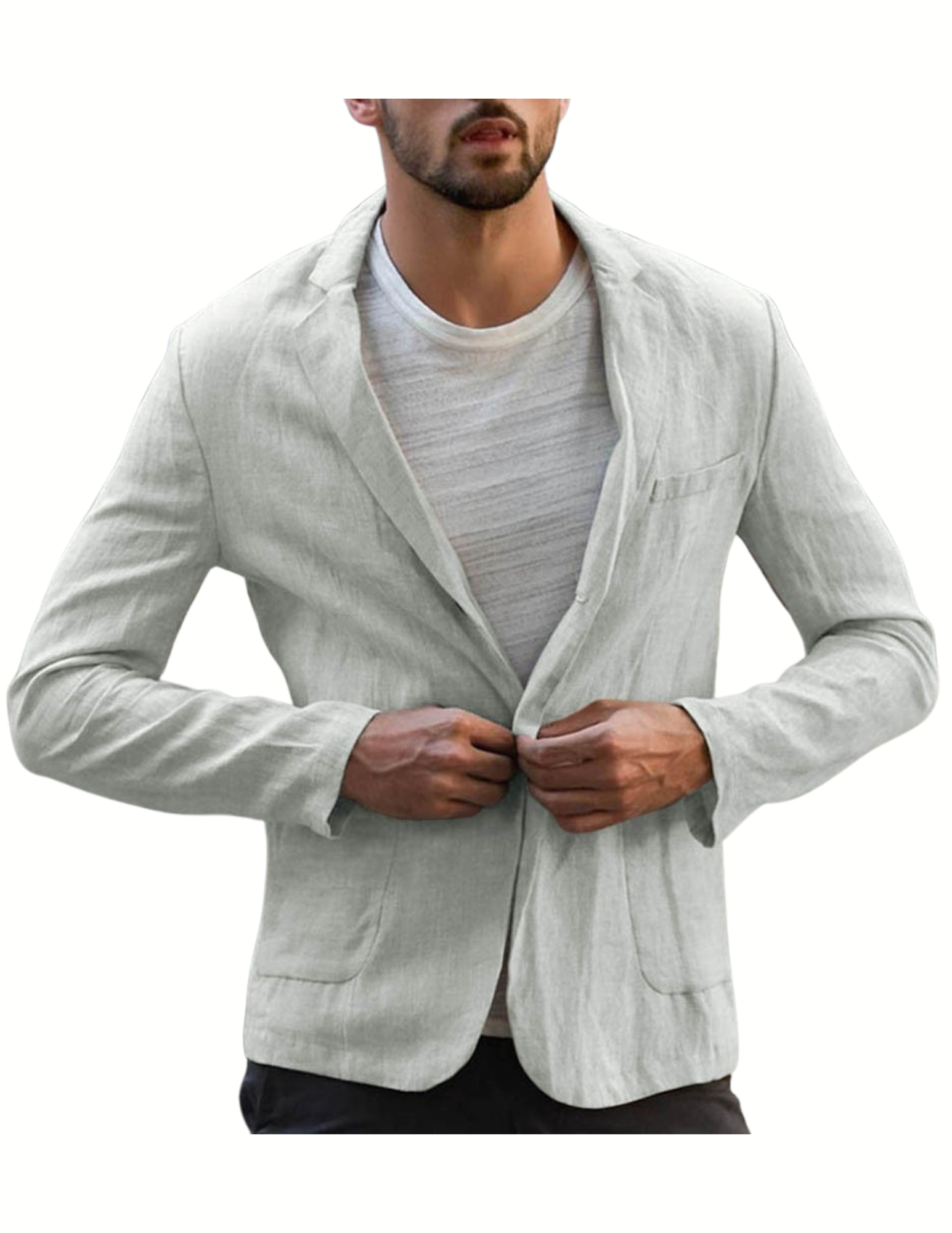 Men's Cotton Linen Casual Blazer – Lightweight Solid Color Jacket