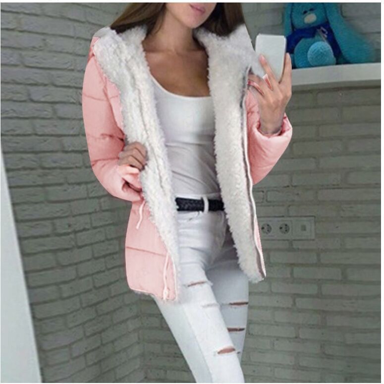Women’s Hooded Fleece-Lined Cardigan Coat – Warm Cotton Jacket
