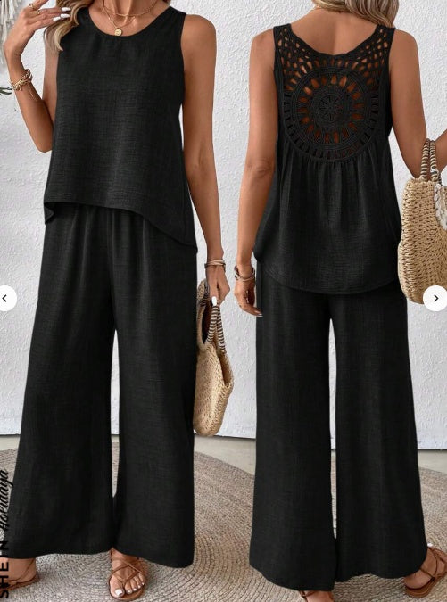 Women's Tank Top & Wide Leg Pants Set | Summer Vacation Outfit