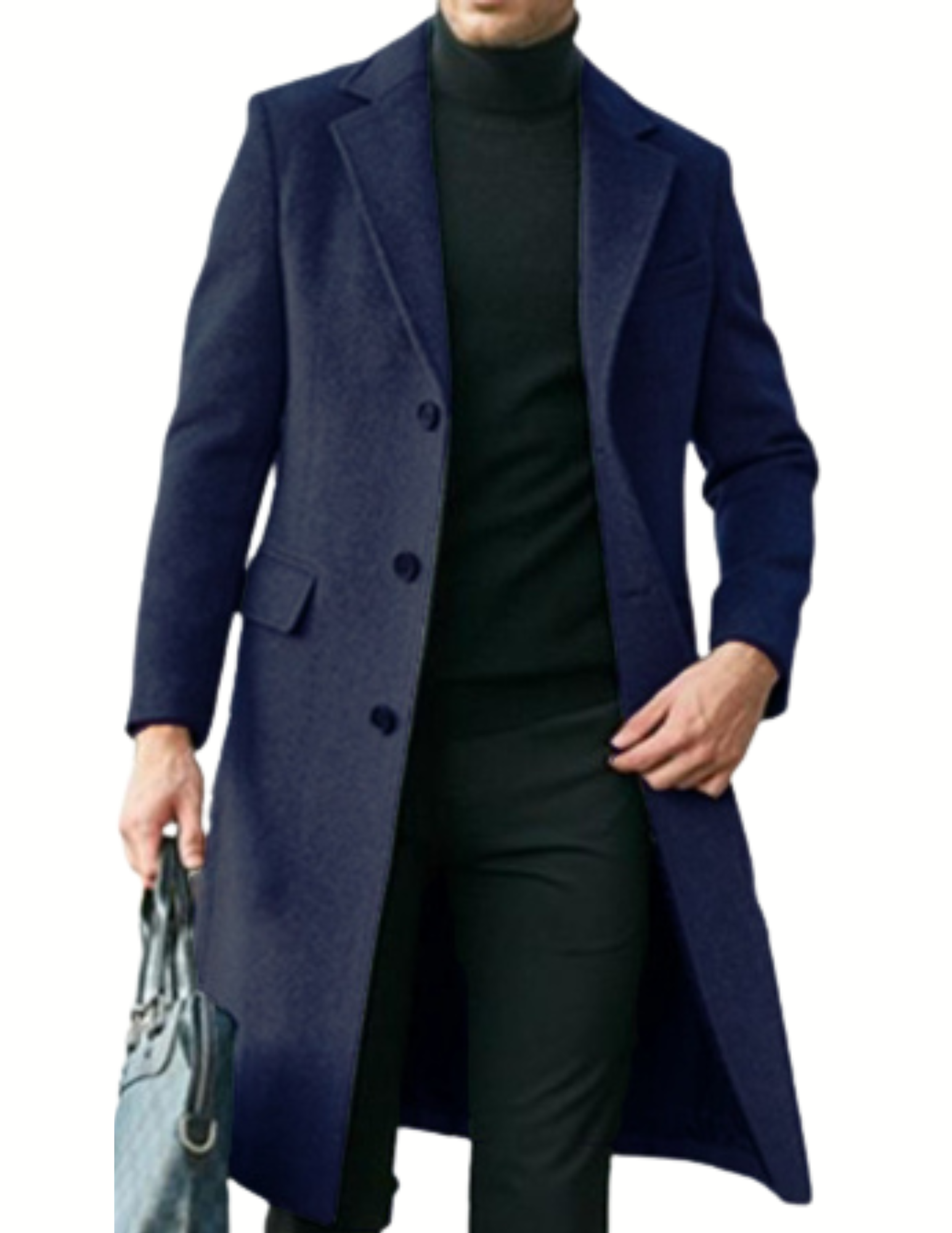 Men's Wool Blend Long Sleeve Coat – Suit Collar Insulated Overcoat