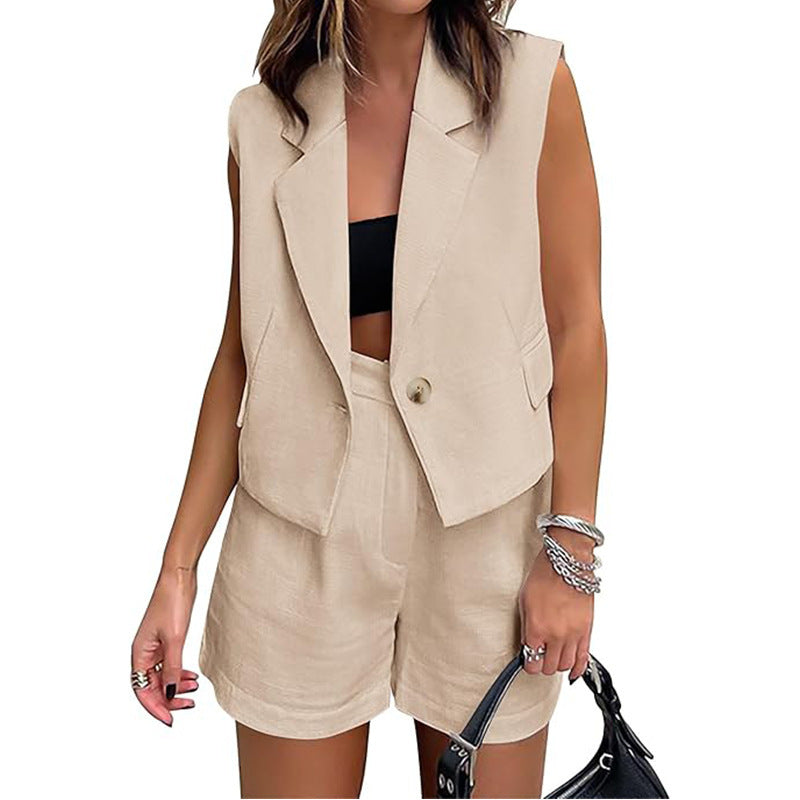 Women's Sleeveless Vest & Shorts Set | Midriff-Baring Two-Piece Outfit