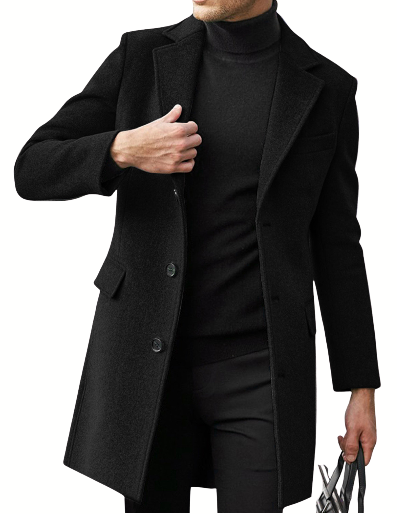 Men's Wool Blend Long Sleeve Coat – Suit Collar Insulated Overcoat