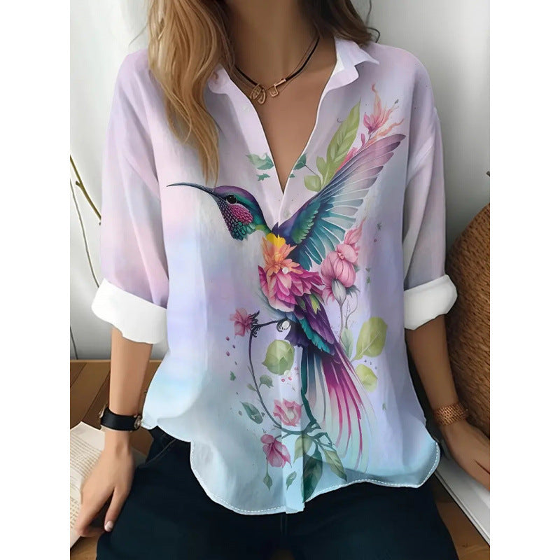 Women's Floral Print Long Sleeve Shirt