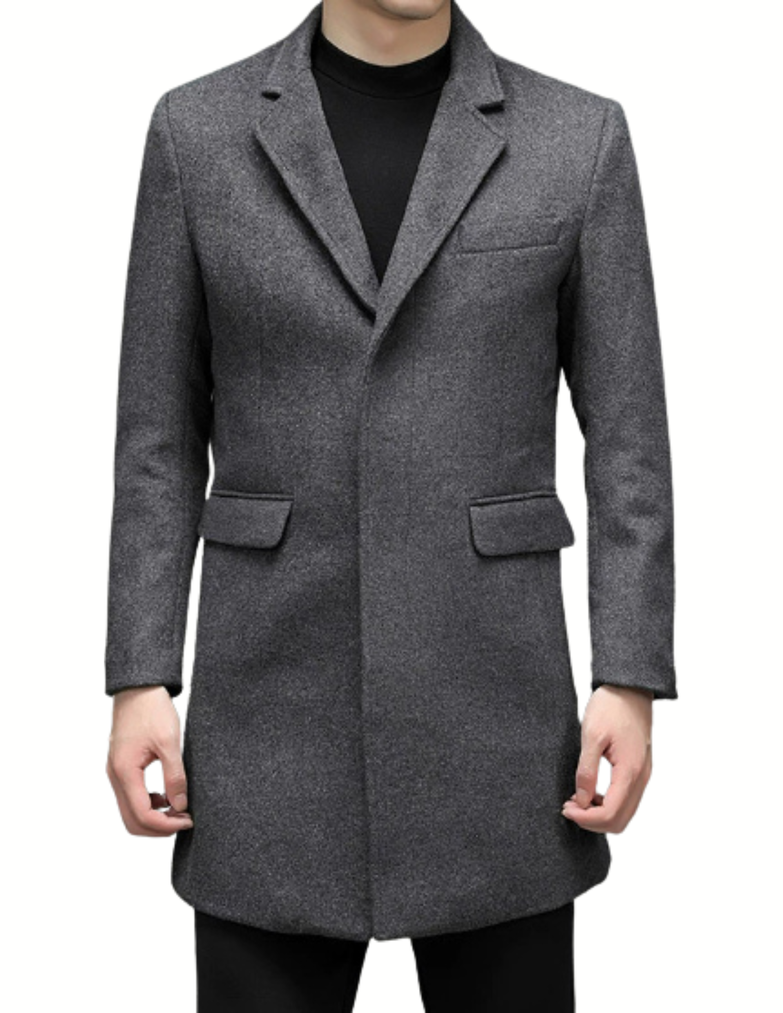 Men's Wool Blend Long Sleeve Coat – Suit Collar Insulated Overcoat