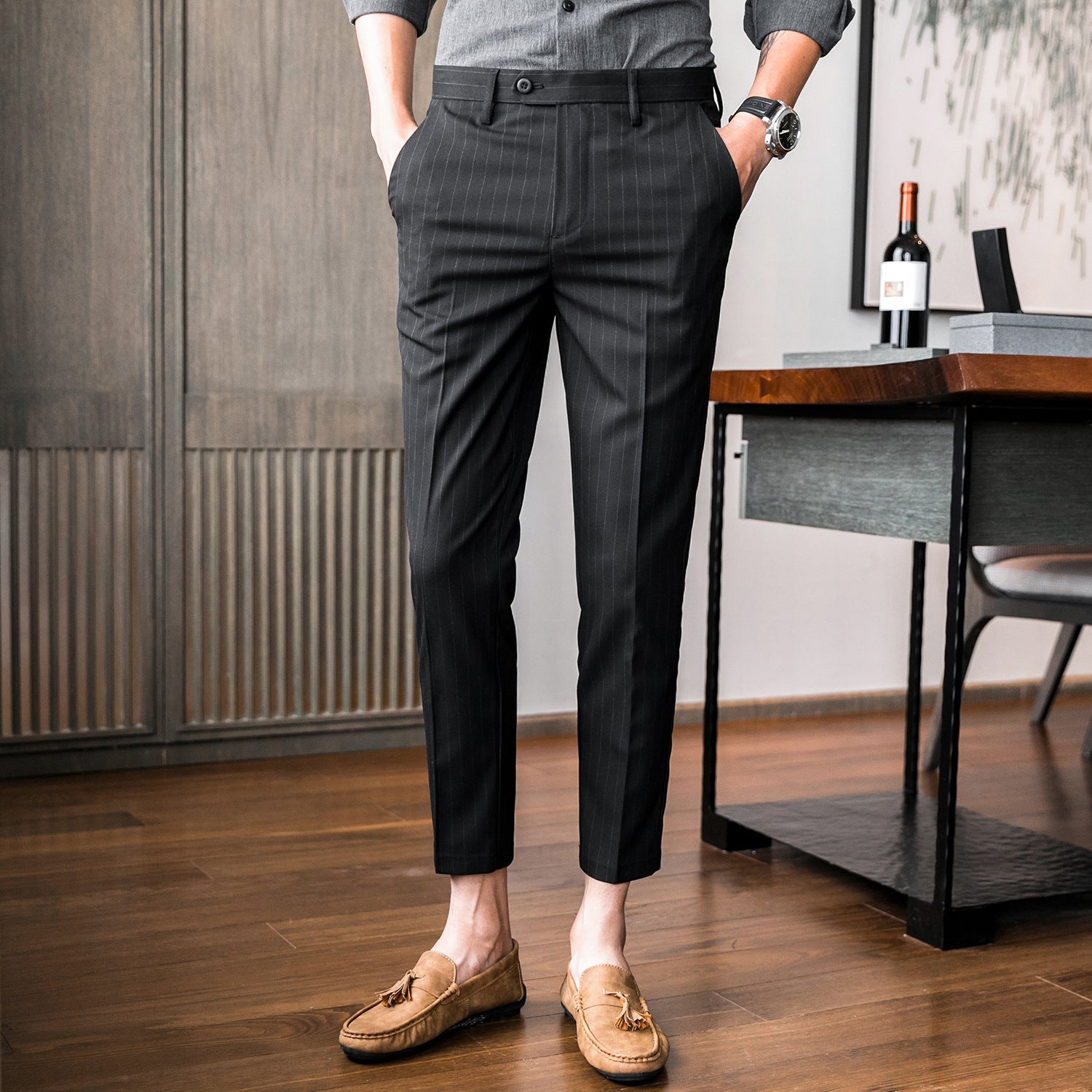 Men's Korean Style Slim Fit Pants | Youth Business Casual Trousers