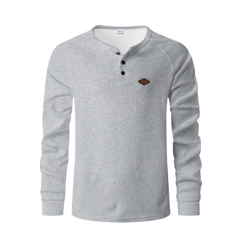 Men's Waffle Henley | Buckle Detail Quick-Dry Long Sleeve