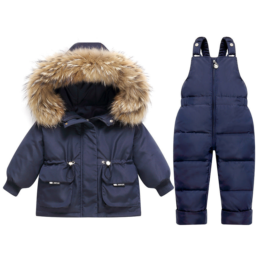 Children Thickened Down Jacket Set | Winter Two-Piece Suit