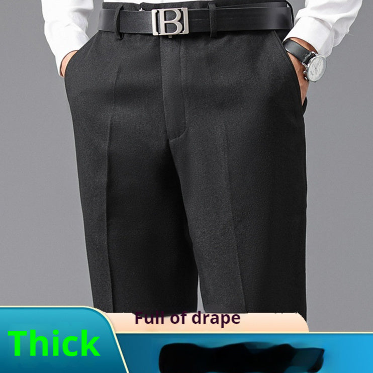Men's Comfort Fit Suit Pants | Loose Straight Leg High Waist Trousers
