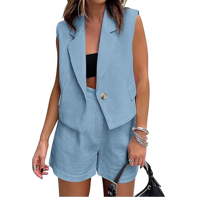 Women's Sleeveless Vest & Shorts Set | Midriff-Baring Two-Piece Outfit