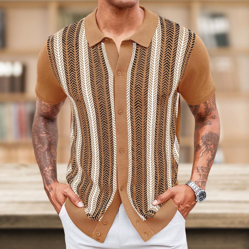 Men's Striped Jacquard Sweater | Casual Knit Pullover