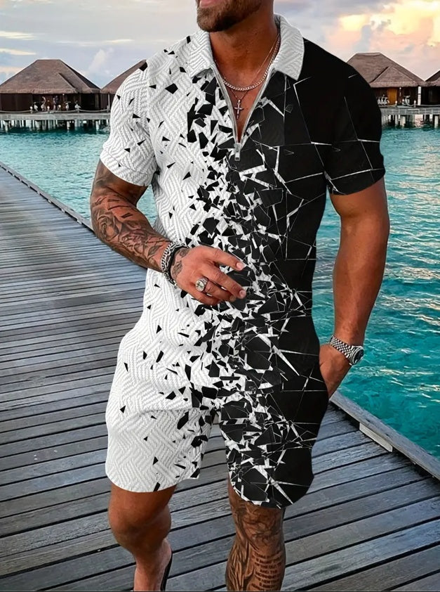 Men's Polo & Shorts Set | Sports Short Sleeve Outfit