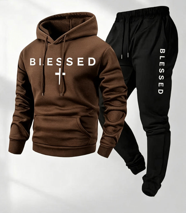 Men's Blessed Graphic Hoodie & Jogger Pants Set - 11 Colors