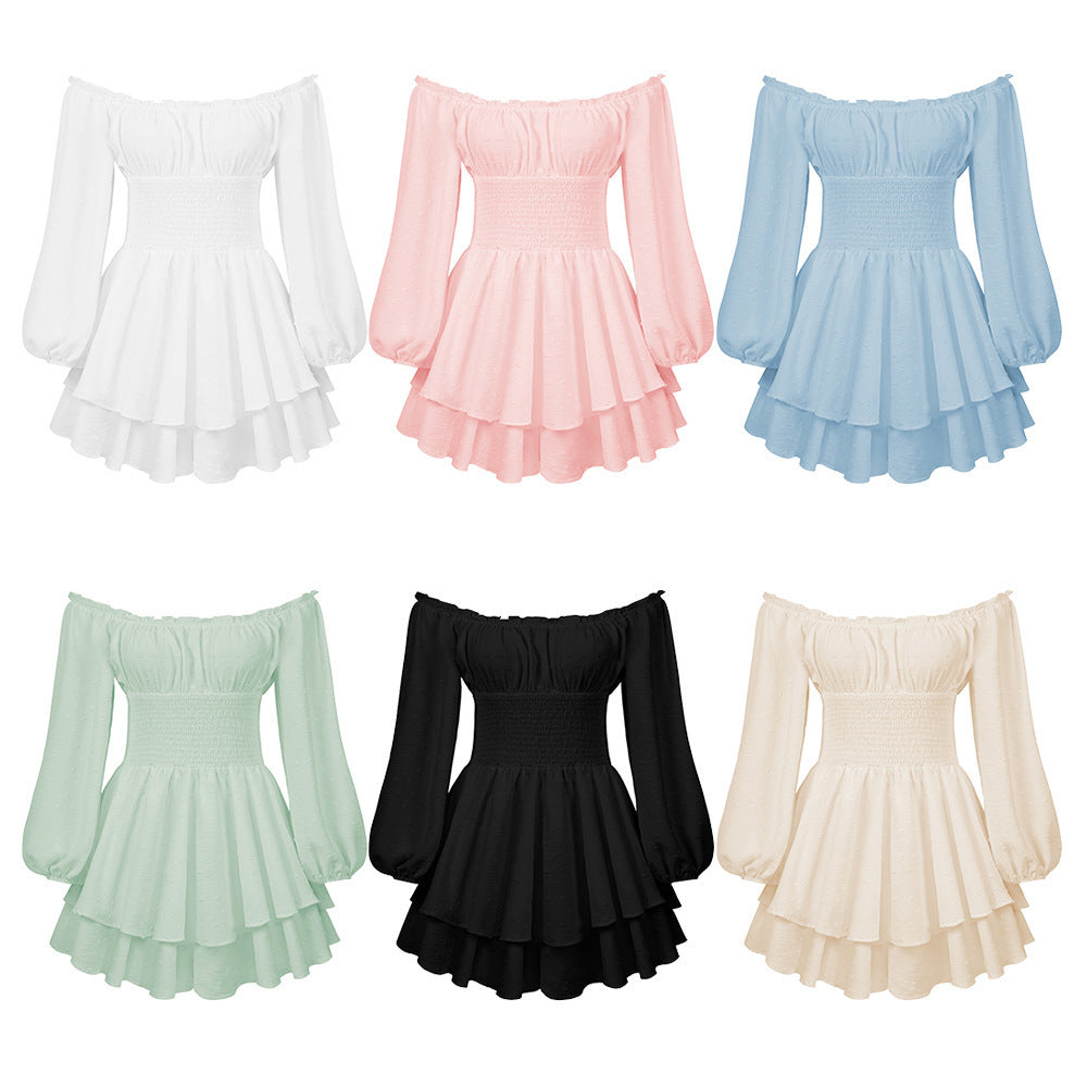 Women's Off-Shoulder Jumpsuit | Pleated Ruffle Sleeve Short Romper