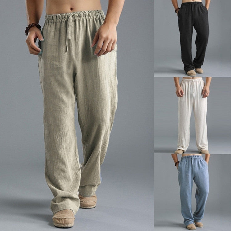 Men's Linen Casual Pants | Breathable Loose Fit Lounge Trousers