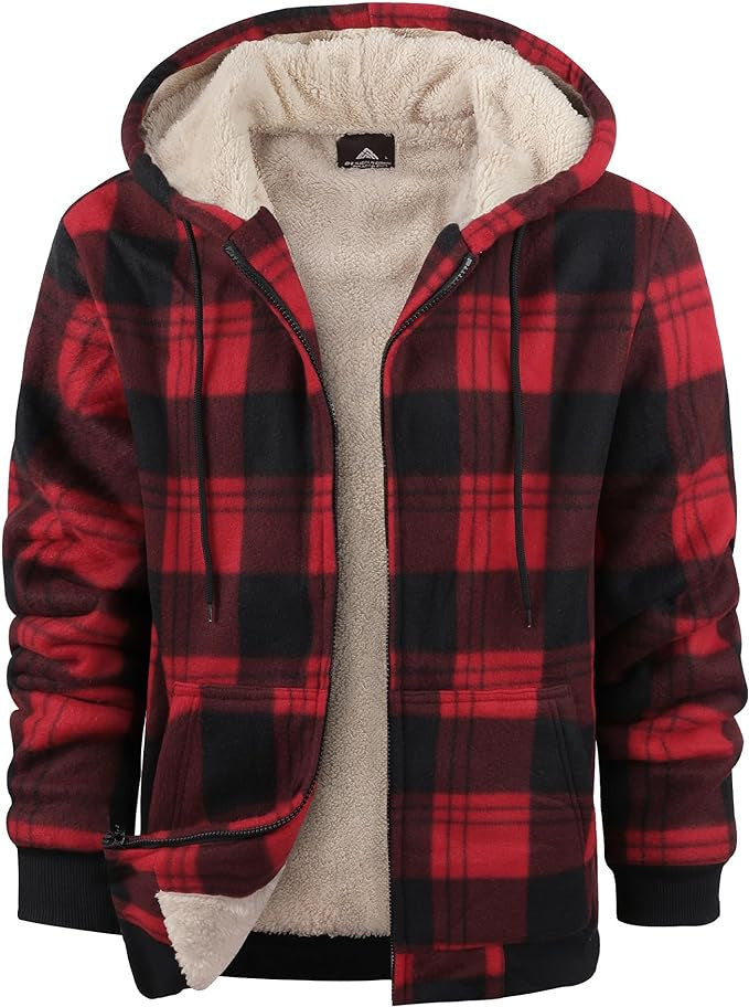 Men's Plaid Winter Jacket | Cotton-Padded Hooded Zip-Up Coat
