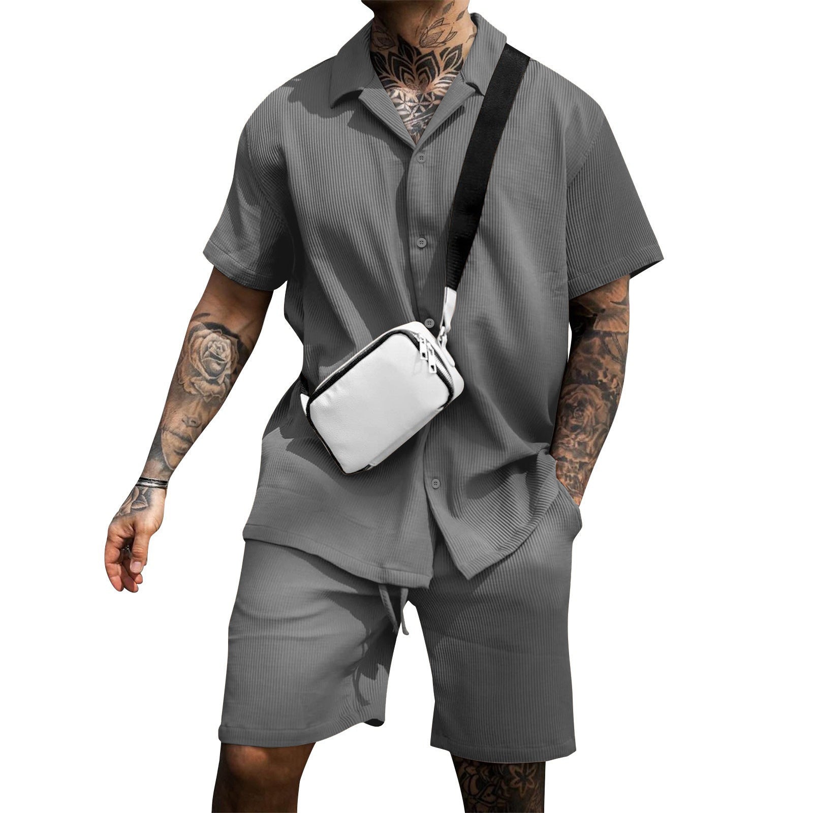 Men's Cotton Polo Shorts Set | Casual Short Sleeve & Shorts Outfit