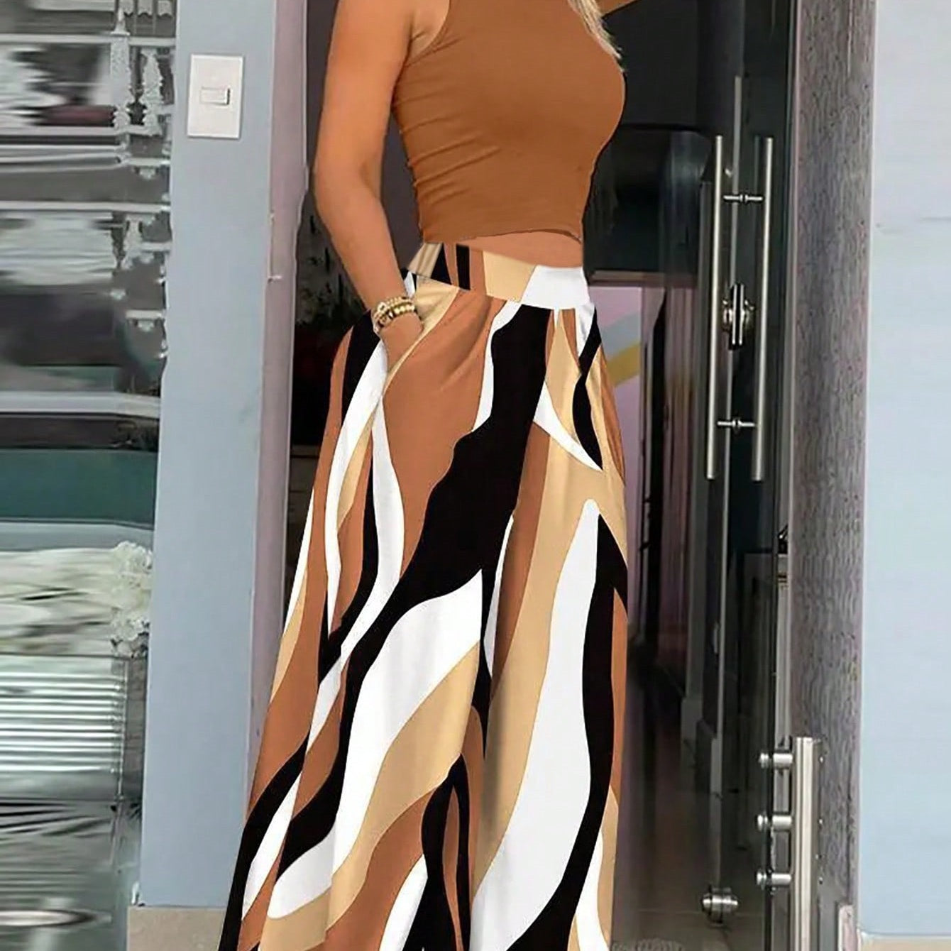 Women's Vacation Knit Set | Semi-High Neck Casual Outfit