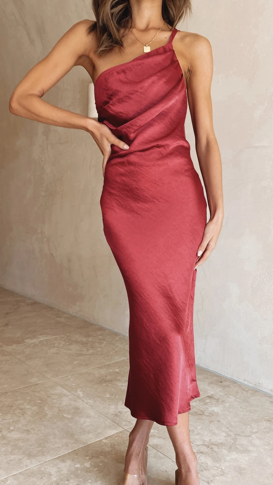 Women's Lace-Up Back A-Line Midi Dress