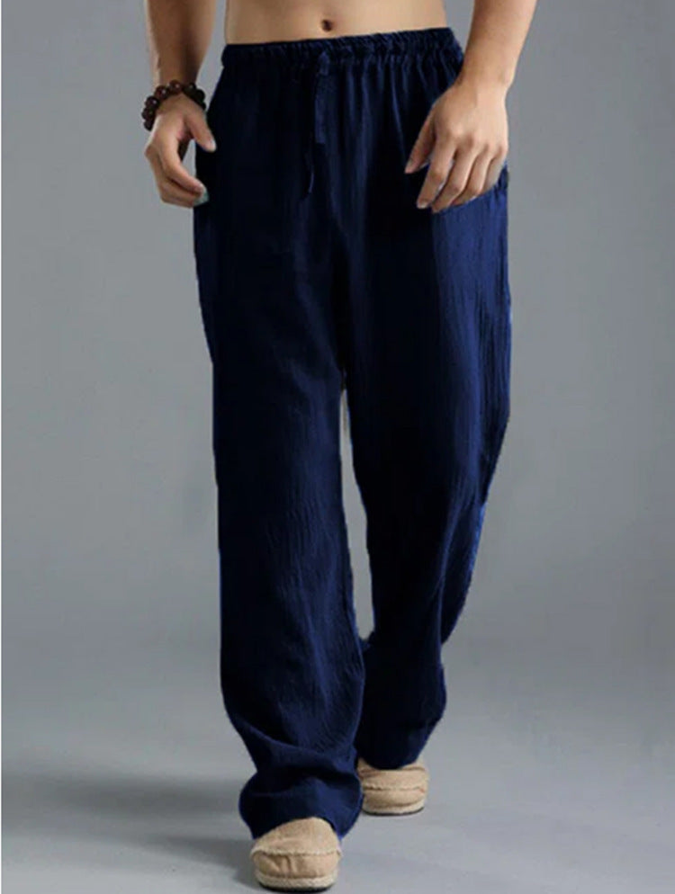 Men's Linen Casual Pants | Breathable Loose Fit Lounge Trousers