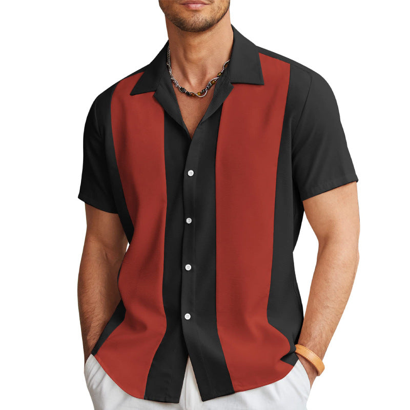 Men's Slim Fit Striped Hawaiian Shirt – Short Sleeve Casual