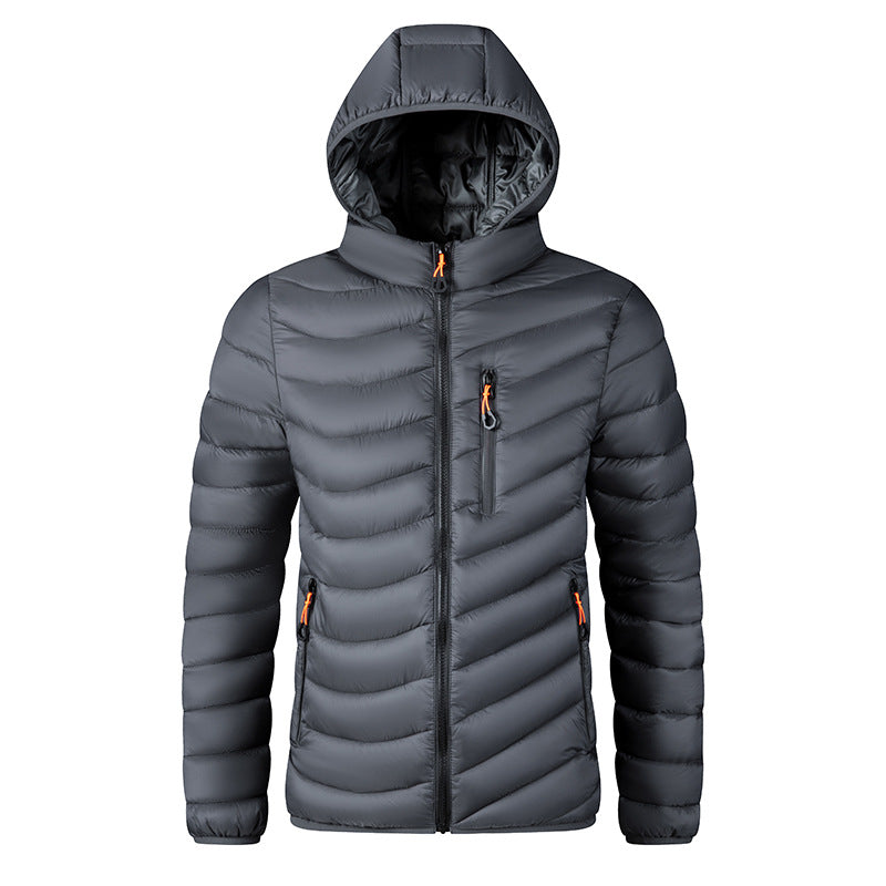 Men's Hooded Corduroy Padded Coat - Detachable Hood Quilted Jacket