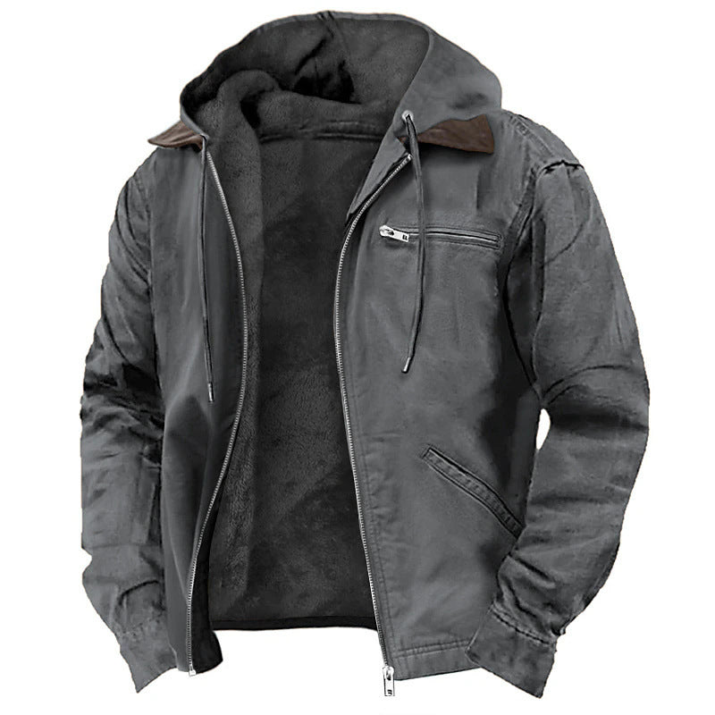 Men’s Winter Fleece Hooded Zip-Up Jacket