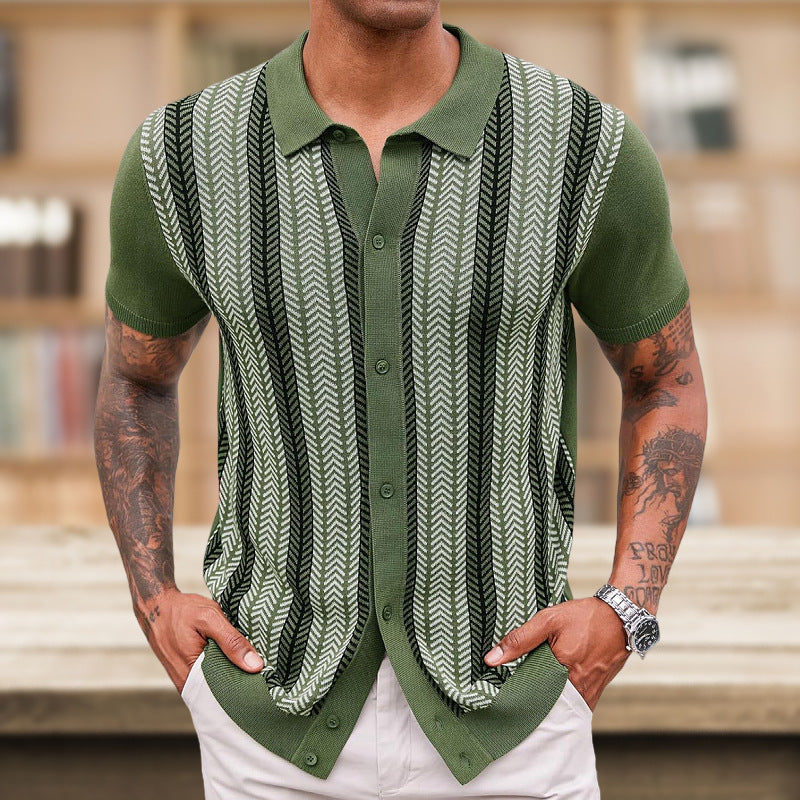 Men's Striped Jacquard Sweater | Casual Knit Pullover