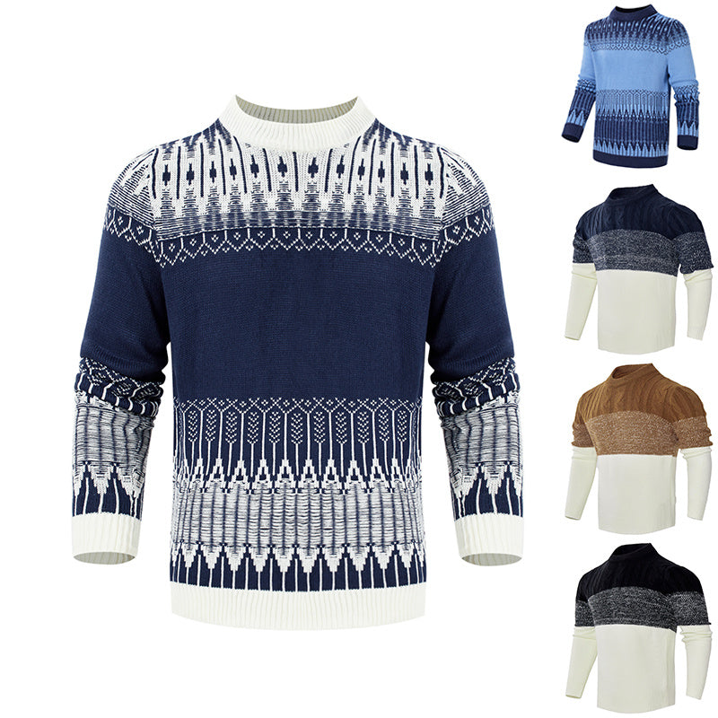 Men's Knitted Sweater Fashion | Long-Sleeved Pullover Tops for Fall and Winter