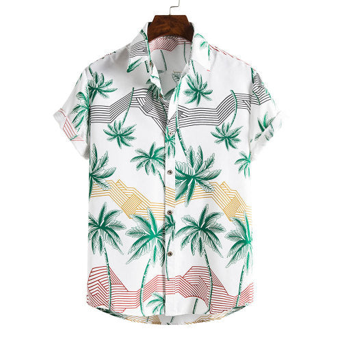 Men's Short Sleeve Floral Hawaiian Shirt – Slim Fit Beach Top