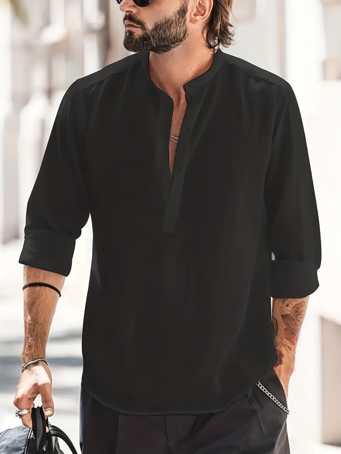 Men's Breathable Button-Down Shirt | Long Sleeve Casual & Business Wear