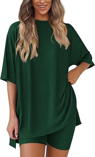 Women's Crew Neck Loungewear Set | Split Hem Loose-Fit Home Suit