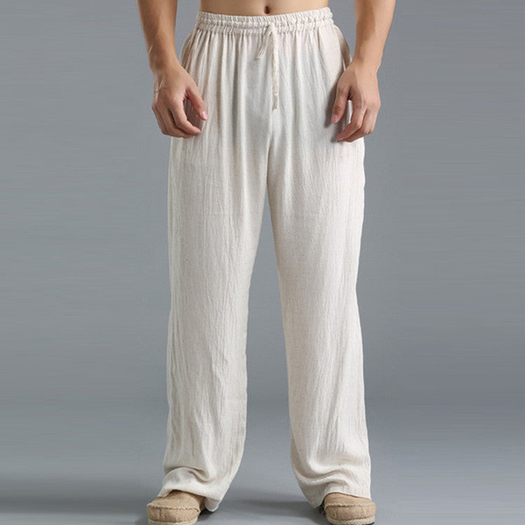 Men's Linen Casual Pants | Breathable Loose Fit Lounge Trousers