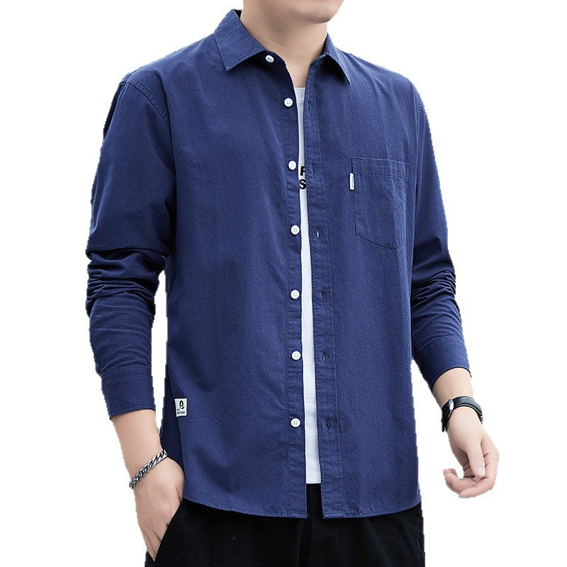 Men's Cotton-Blend Casual Shirt - Regular Fit, Turn-Down Collar