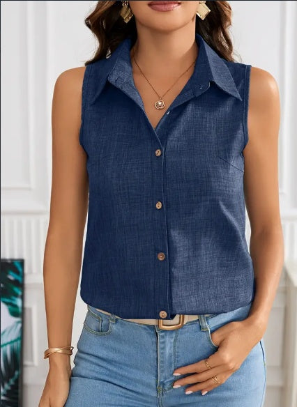 Women's Sleeveless Collar Blouse
